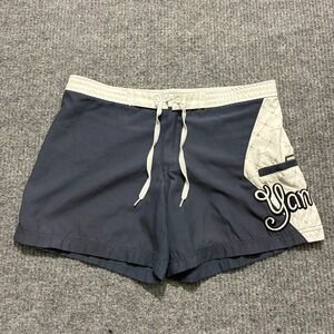Yamaha Womens Board Shorts Small Navy Embroidered Logo Drawstring Vintage